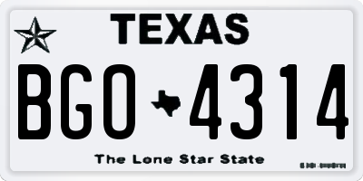 TX license plate BGO4314