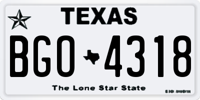TX license plate BGO4318