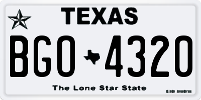 TX license plate BGO4320