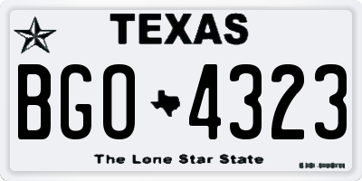 TX license plate BGO4323