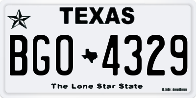 TX license plate BGO4329