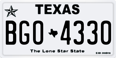 TX license plate BGO4330