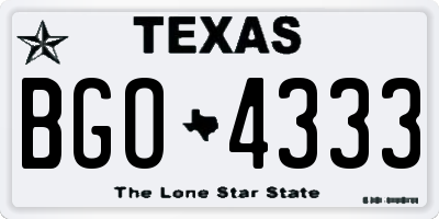 TX license plate BGO4333