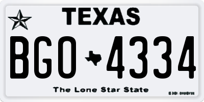 TX license plate BGO4334