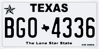 TX license plate BGO4336