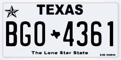 TX license plate BGO4361