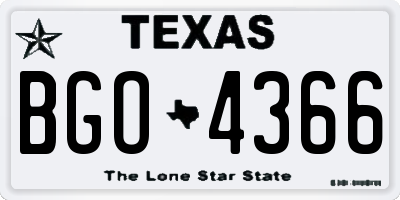 TX license plate BGO4366
