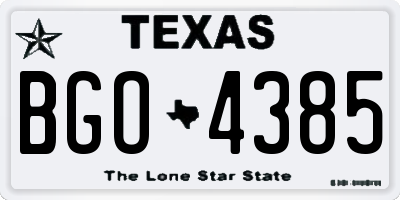 TX license plate BGO4385