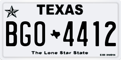 TX license plate BGO4412