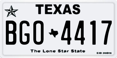 TX license plate BGO4417