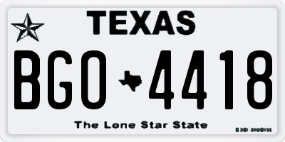 TX license plate BGO4418