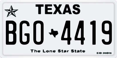 TX license plate BGO4419