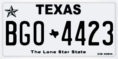 TX license plate BGO4423