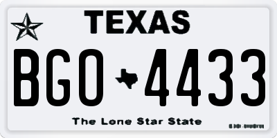 TX license plate BGO4433