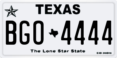 TX license plate BGO4444