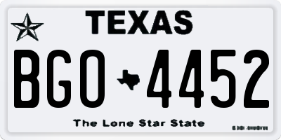 TX license plate BGO4452