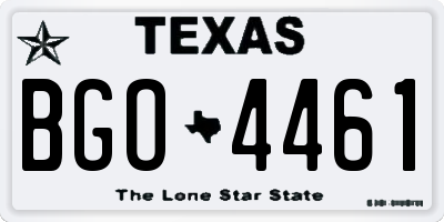 TX license plate BGO4461