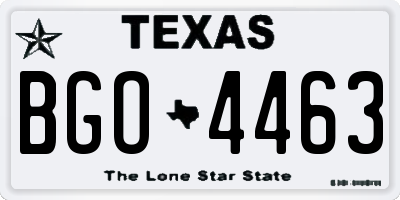 TX license plate BGO4463