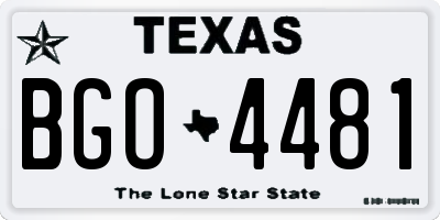 TX license plate BGO4481