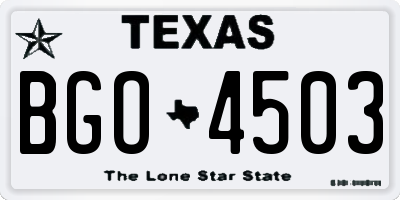 TX license plate BGO4503