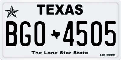 TX license plate BGO4505