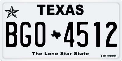 TX license plate BGO4512