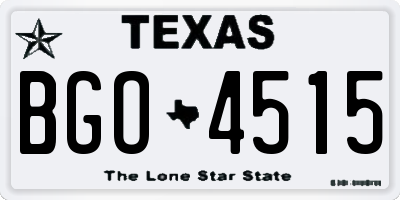 TX license plate BGO4515