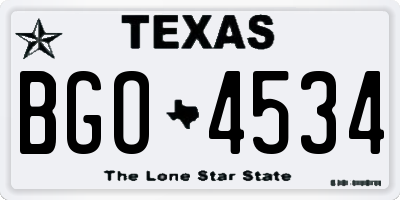 TX license plate BGO4534
