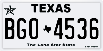 TX license plate BGO4536