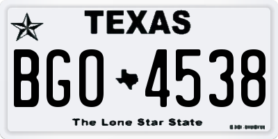 TX license plate BGO4538