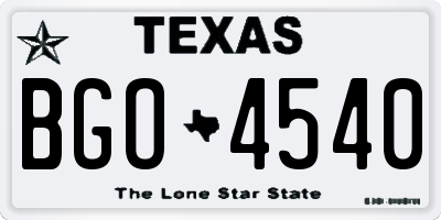 TX license plate BGO4540