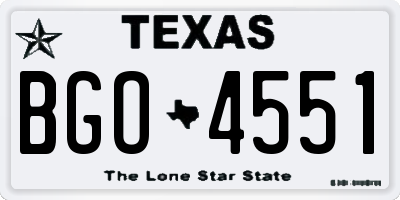 TX license plate BGO4551