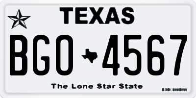 TX license plate BGO4567