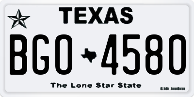 TX license plate BGO4580