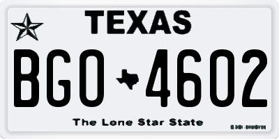TX license plate BGO4602
