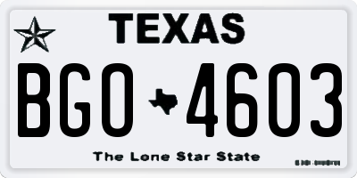TX license plate BGO4603