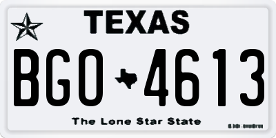 TX license plate BGO4613