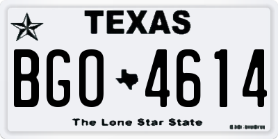 TX license plate BGO4614
