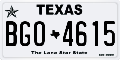 TX license plate BGO4615