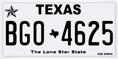 TX license plate BGO4625