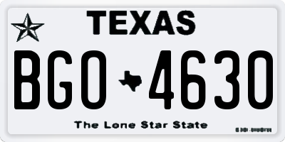TX license plate BGO4630