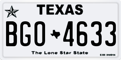 TX license plate BGO4633