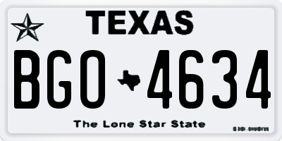 TX license plate BGO4634