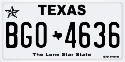 TX license plate BGO4636