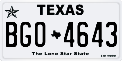 TX license plate BGO4643