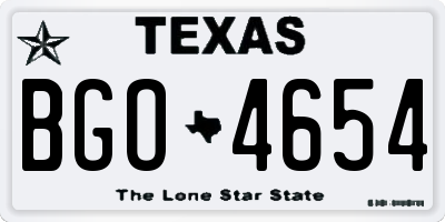 TX license plate BGO4654