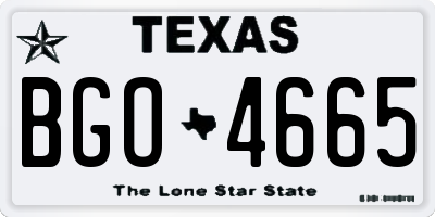 TX license plate BGO4665