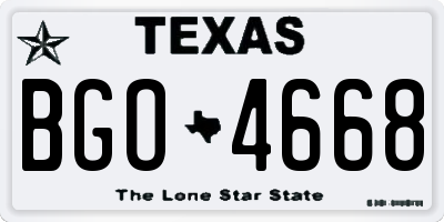 TX license plate BGO4668
