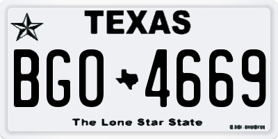 TX license plate BGO4669