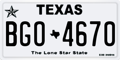 TX license plate BGO4670